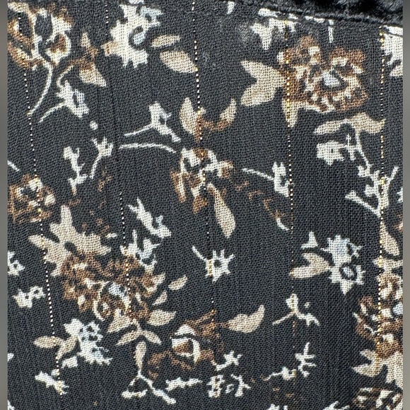 Aqua Ditsy Floral Black Dress Ruffle High Neck Embroidery Small Whimsigoth Boho - Picture 15 of 16